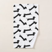 Cute Black en White Dachshund Pattern Bad Handdoek (Handdoek)