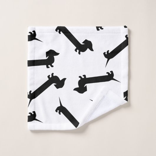 Cute Black en White Dachshund Pattern Bad Handdoek (Wasdoekje)