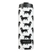 Cute Black en White Dachshund Pattern Thermosbeker (Voorkant)