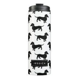 Cute Black en White Dachshund Pattern Thermosbeker