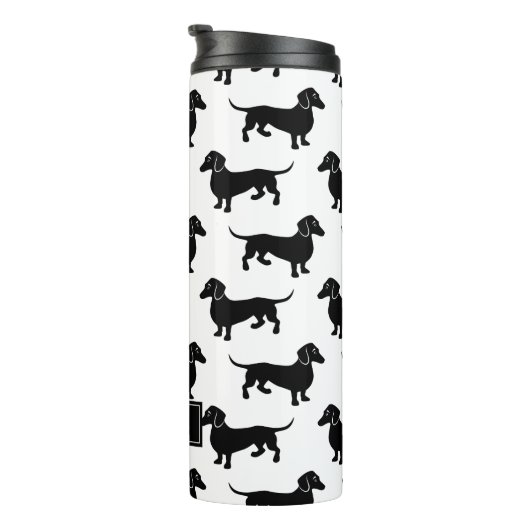 Cute Black en White Dachshund Pattern Thermosbeker (Geroteerd rechts)