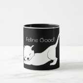 Cute Black en White Feline Good Cat Stretch Mok (Midden)