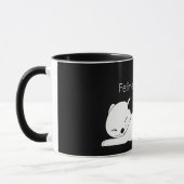 Cute Black en White Feline Good Cat Stretch Mok (Links)