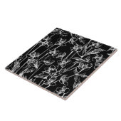 Cute Black en White Floral Botanical Tegeltje (Zijkant)