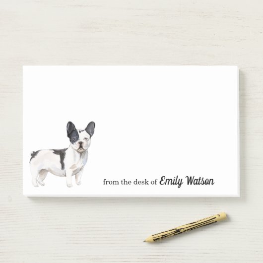 Cute Black en White French Bulldog Post-it® Notes (Op bureau)