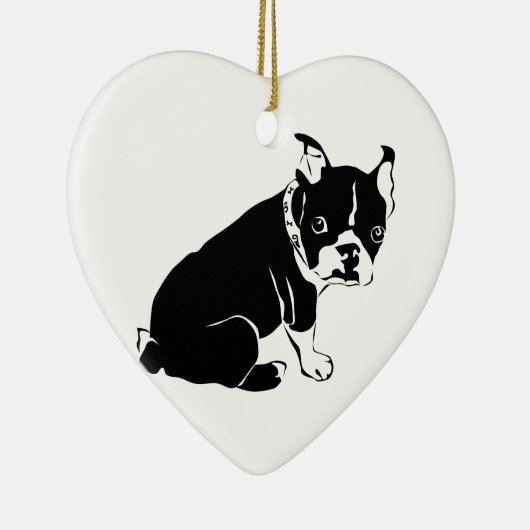 Cute Black en White French Bulldog Puppy Keramisch Ornament (Rechts)