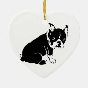 Cute Black en White French Bulldog Puppy Keramisch Ornament