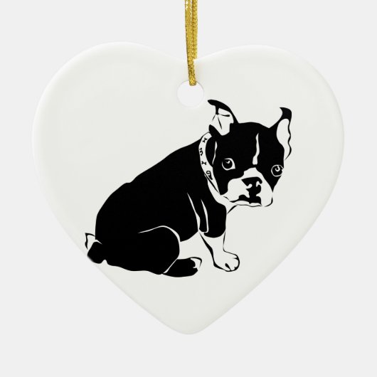 Cute Black en White French Bulldog Puppy Keramisch Ornament (Voorkant)
