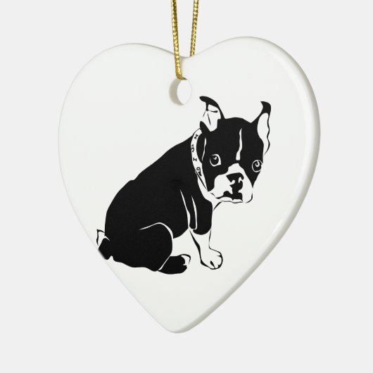 Cute Black en White French Bulldog Puppy Keramisch Ornament (Links)
