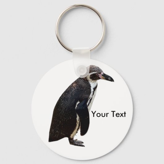 Cute Black en White Humboldt Penguin Keyring Sleutelhanger (Voorkant)