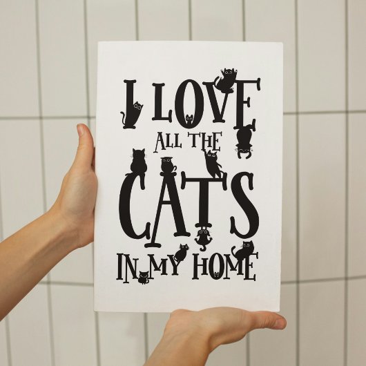 Cute Black en White Ik hou van alle katten thuis Poster