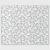 Cute Black en White Kerstkerst Gingerbreads Cadeaupapier (Vlak)