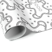 Cute Black en White Kerstkerst Gingerbreads Cadeaupapier (Rol Hoek)