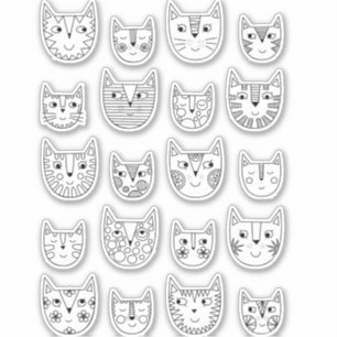 Cute Black en White Kitty Cat Sticker
