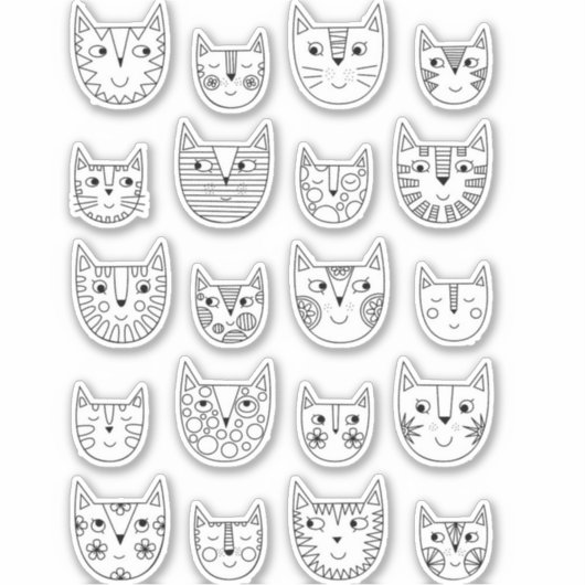 Cute Black en White Kitty Cat Sticker (Voorkant)