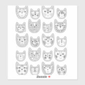 Cute Black en White Kitty Cat Sticker (Vel)