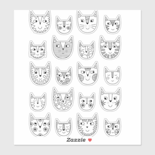 Cute Black en White Kitty Cat Sticker (Vel)