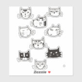 Cute Black en White Kitty Cat Sticker (Vel)