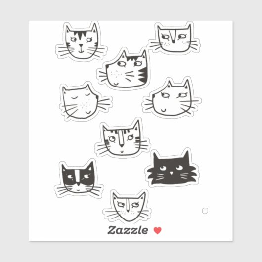 Cute Black en White Kitty Cat Sticker (Vel)