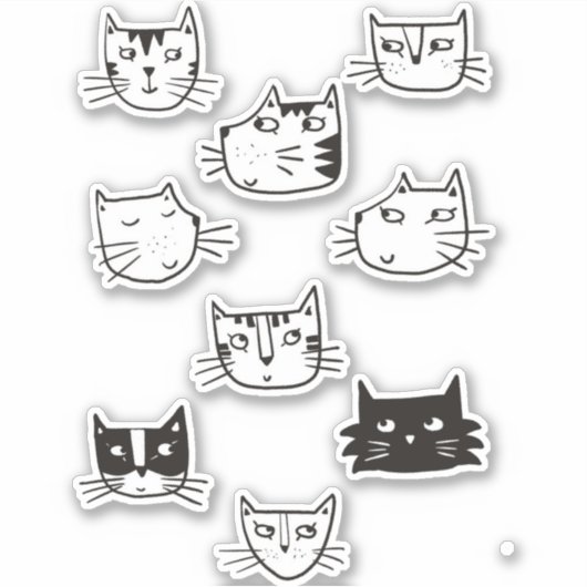 Cute Black en White Kitty Cat Sticker (Voorkant)