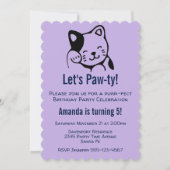 Cute Black en White Kitty Cat Waving - Birthday Kaart (Voorkant)