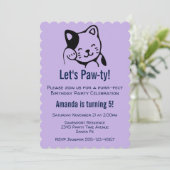 Cute Black en White Kitty Cat Waving - Birthday Kaart (Staand voorkant)