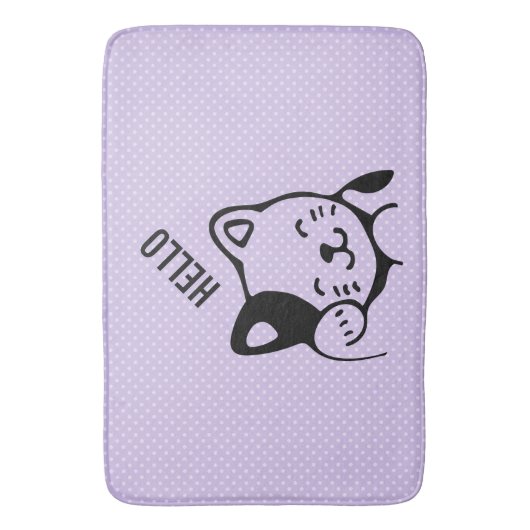 Cute Black en White Kitty Cat Waving Hallo Badmat (Voorkant Verticaal)