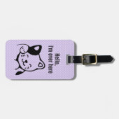 Cute Black en White Kitty Cat Waving Hallo Bagagelabel (Voorkant horizontaal)