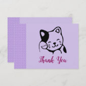Cute Black en White Kitty Cat Waving Hallo Bedankkaart (Voorkant / Achterkant)