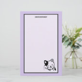 Cute Black en White Kitty Cat Waving Hallo Briefpapier (Staand voorkant)