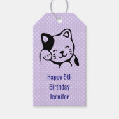 Cute Black en White Kitty Cat Waving Hallo Cadeaulabel (Voorkant)