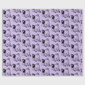 Cute Black en White Kitty Cat Waving Hallo Cadeaupapier (Vlak)