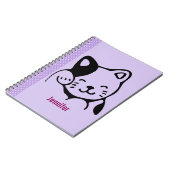 Cute Black en White Kitty Cat Waving Hallo Custom Notitieboek (Linkerzijde)