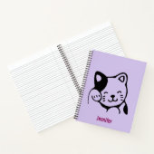 Cute Black en White Kitty Cat Waving Hallo Custom Notitieboek (Binnen)