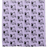 Cute Black en White Kitty Cat Waving Hallo Douchegordijn (Voorkant)