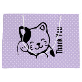 Cute Black en White Kitty Cat Waving Hallo Groot Cadeauzakje (Voorkant)