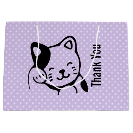 Cute Black en White Kitty Cat Waving Hallo Groot Cadeauzakje