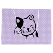 Cute Black en White Kitty Cat Waving Hallo Groot Cadeauzakje (Achterkant)