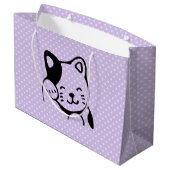 Cute Black en White Kitty Cat Waving Hallo Groot Cadeauzakje (Achterkant Gekanteld)