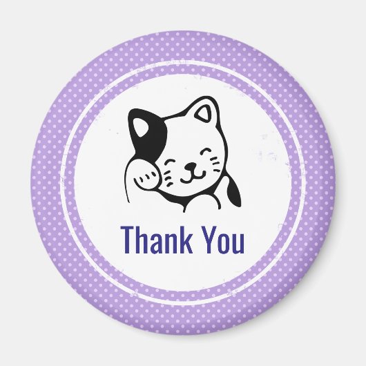 Cute Black en White Kitty Cat Waving Hallo Magneet (Voorkant)