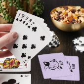 Cute Black en White Kitty Cat Waving Hallo Pokerkaarten (Insitu)
