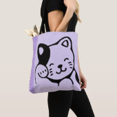 Cute Black en White Kitty Cat Waving Hallo Tote Bag (Dichtbij)