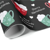 Cute Black en White Merry-kerst warme cacao Cadeaupapier (Rol Hoek)