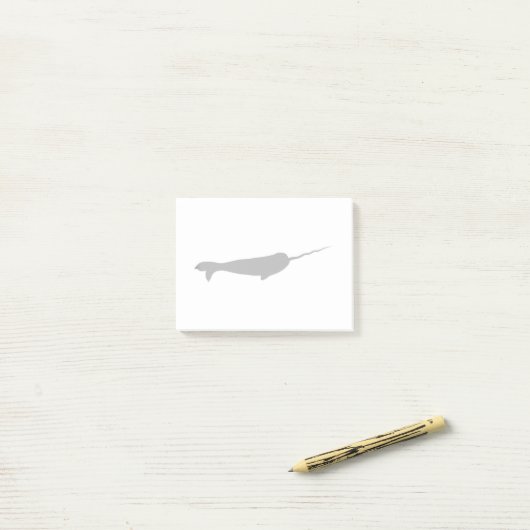 Cute Black en White Narwhal Silhouette Post-it® Notes (Op bureau)