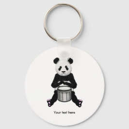 Cute BLack en White Panda Drummer Sleutelhanger