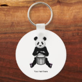 Cute BLack en White Panda Drummer Sleutelhanger (Voorkant)