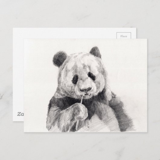 Cute Black en White Panda Illustration Briefkaart (Voorkant / Achterkant)