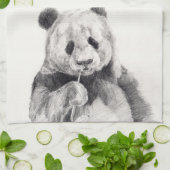 Cute Black en White Panda Illustration Theedoek (Gevouwen)