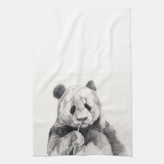 Cute Black en White Panda Illustration Theedoek (Verticaal)