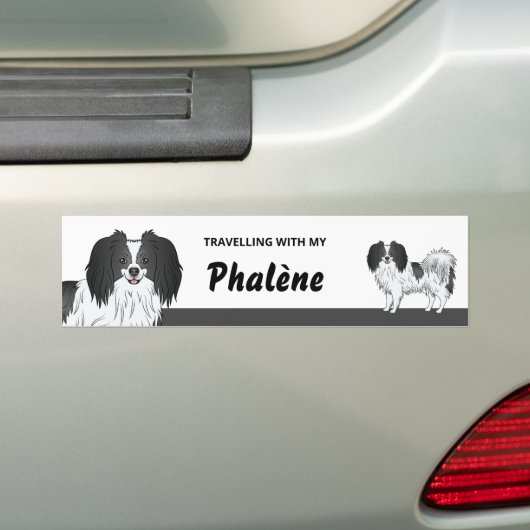 Cute Black en White Phalène Dog Owner Bumpersticker (Op auto)